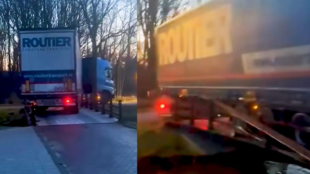 VIDEO Un sofer roman de tir a distrus un podet pentru biciclete in Olanda Manevre gresite haos si distrugere in urma sa