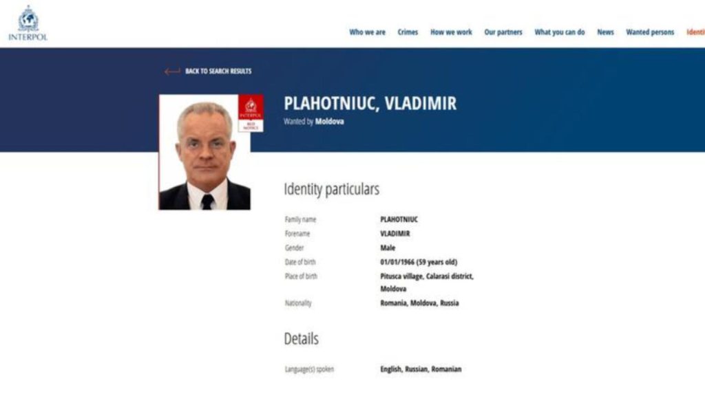 Vladimir Plahotniuc cautat de Interpol pentru coruptie